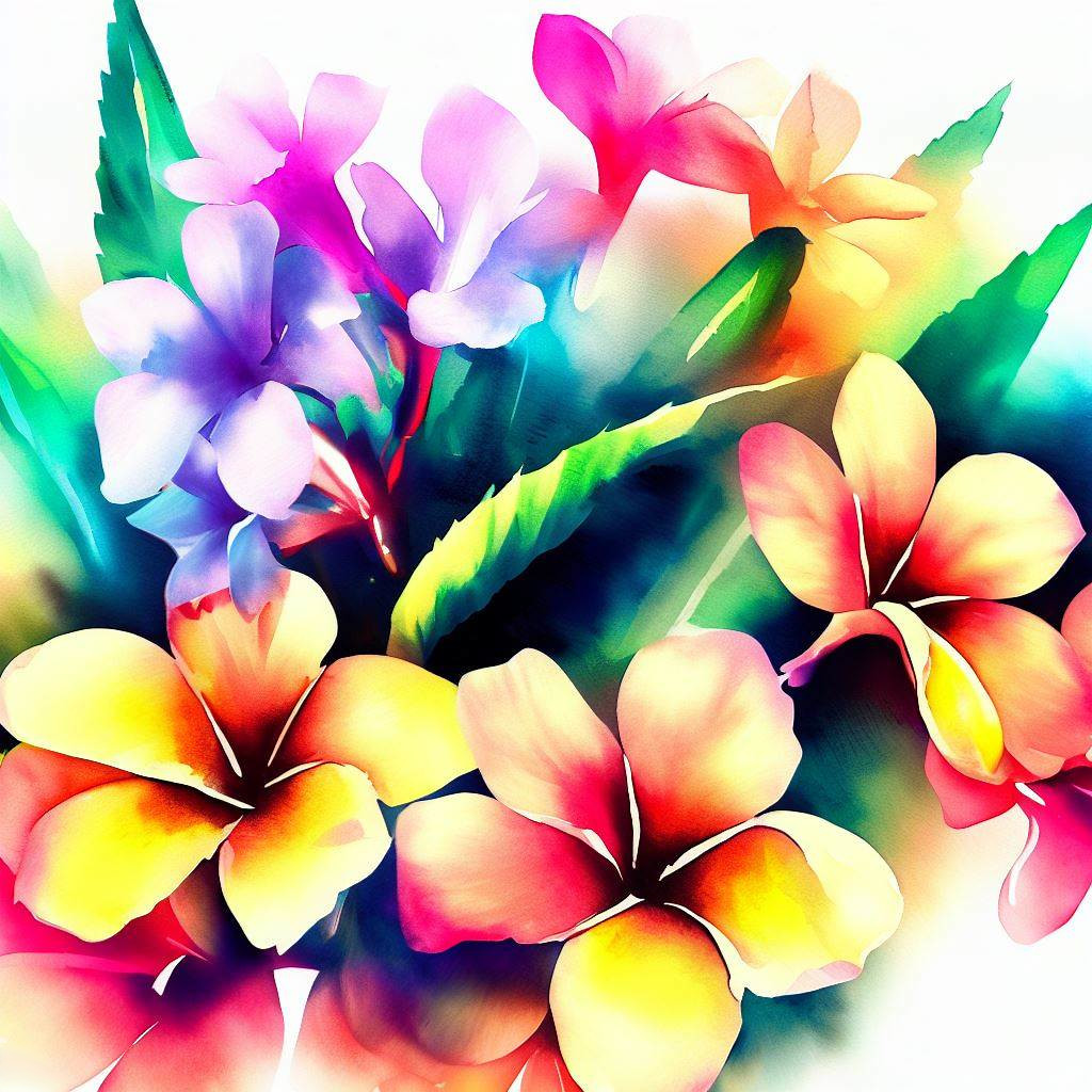 hawaiian flowers watercolor